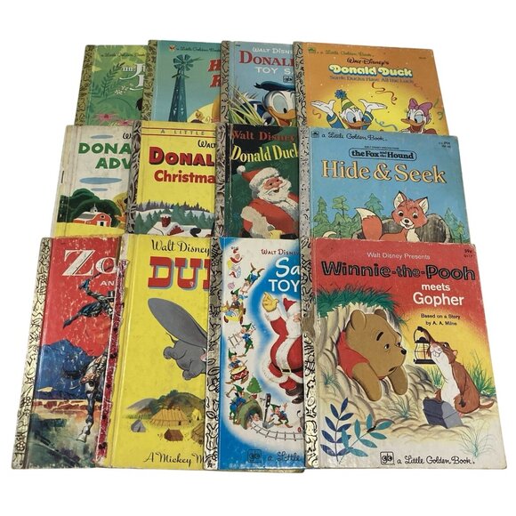 12 Vtg Little Golden Book Lot Disney Donald Duck Zorro Dumbo Winnie Pooh 80s 90s - Picture 1 of 15